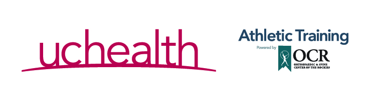 Logos for UCHealth and Athletic Training by Orthopaedic & Spine Center of the Rockies.